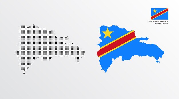 Vector vector illustration of democratic republic of the congo map with flag