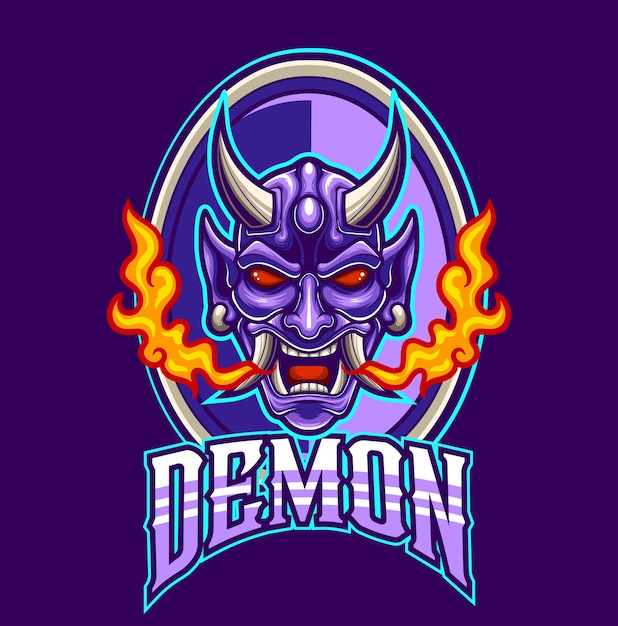 Vector illustration of demon mask mascot in japanese theme with esport style drawing