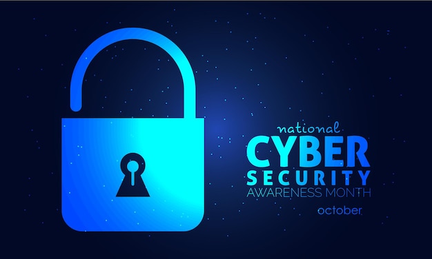 Vector illustration design concept of national cyber security awareness month observed on every october