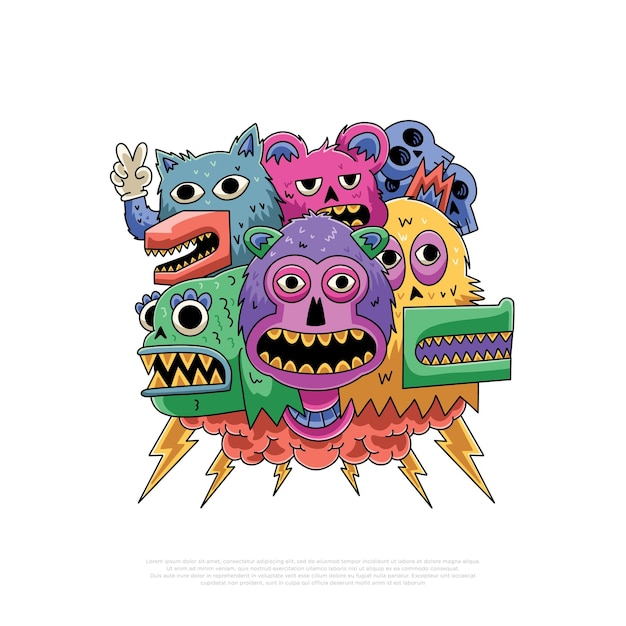 vector illustration design doodle monster