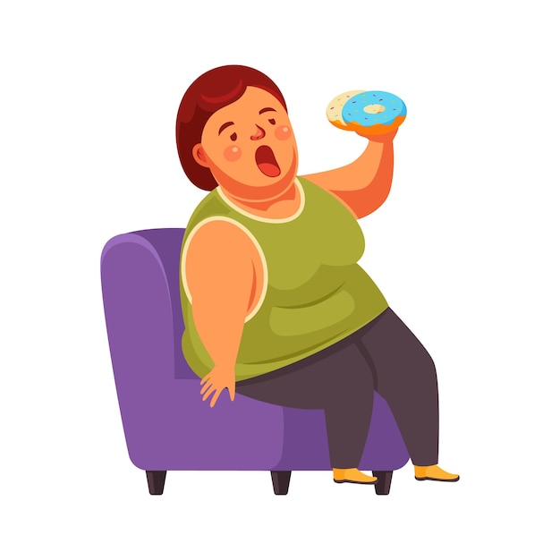 Vector vector illustration diabetes woman character bad habits