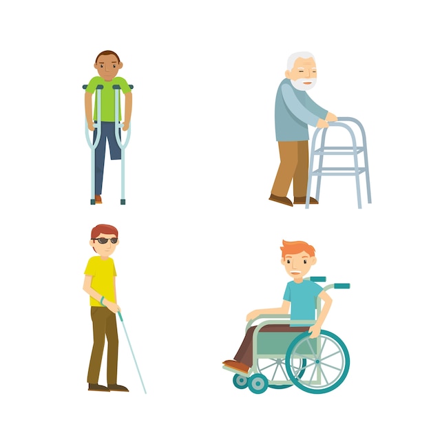 Vector illustration of disabled people