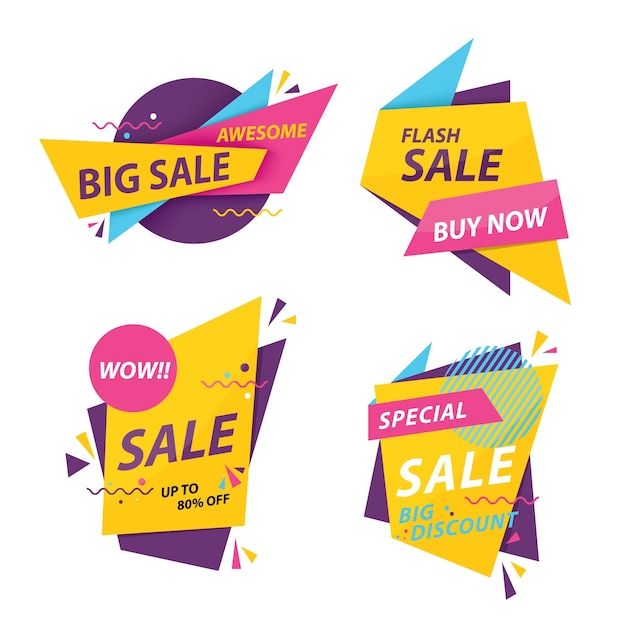 vector illustration of discount sale  badge set.