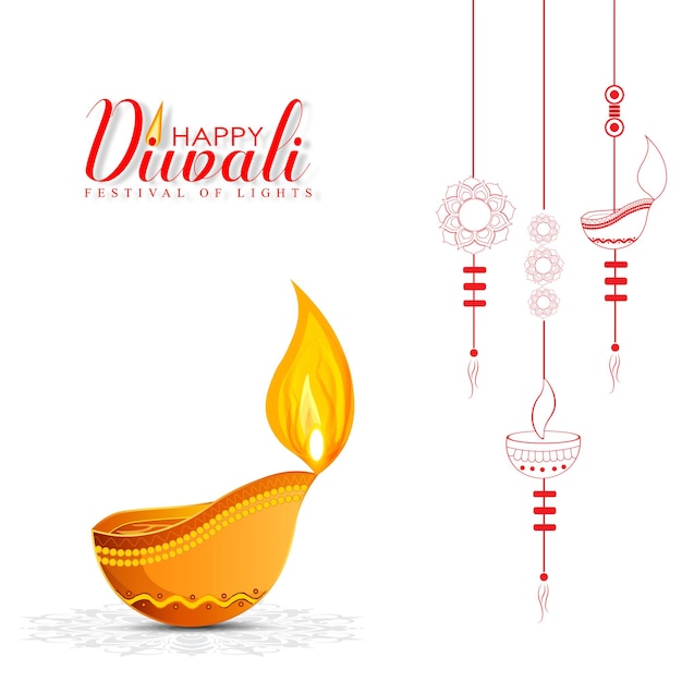 Vector illustration of diya on Diwali celebration.