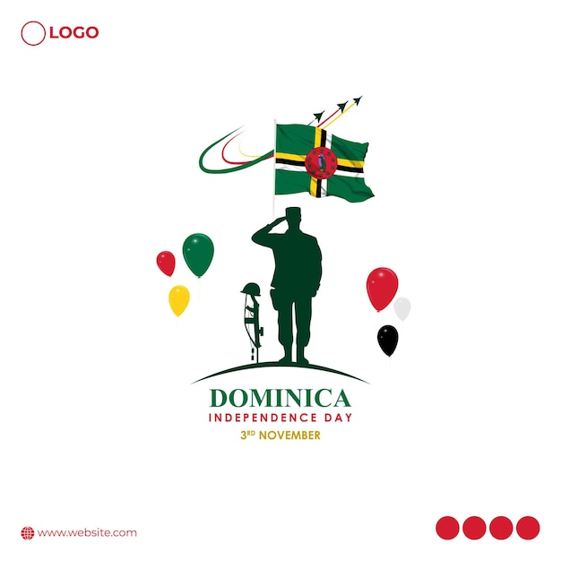 Vector illustration of Dominica Independence Day social media feed template