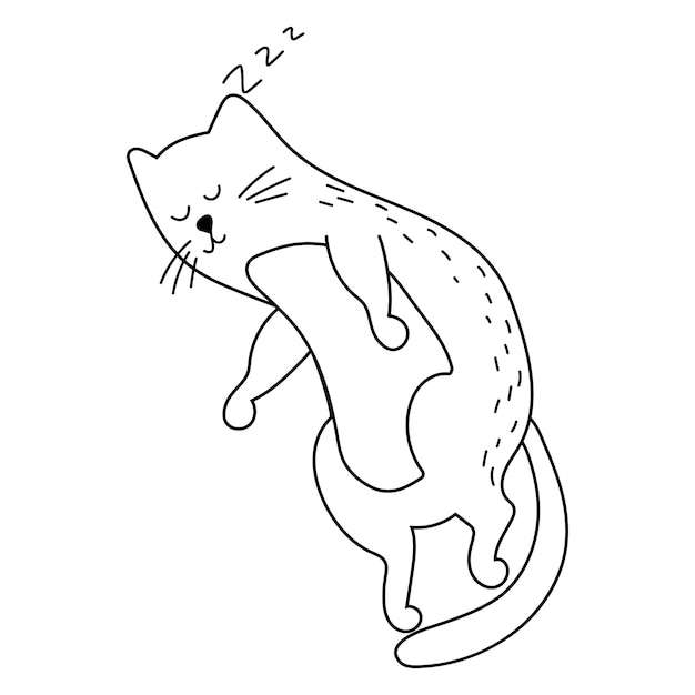 Vector illustration of doodle sleeping cat