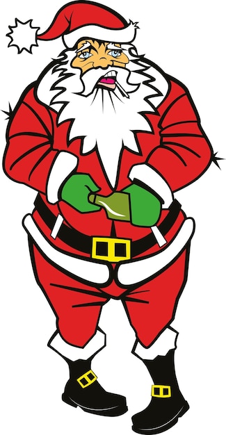 Vector Illustration Of A Drunk Santa Claus Isolated On Transparent Background