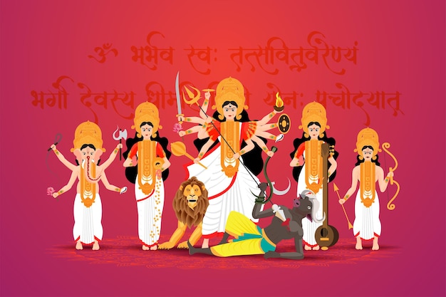 Vector illustration of Durga puja celebration