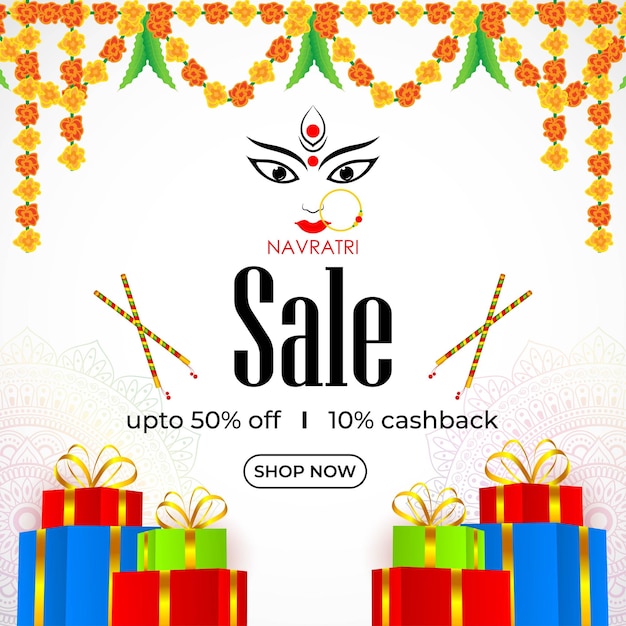 Vector illustration for Durga Puja Sale banner