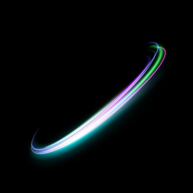 Vector illustration of dynamic light sources on a dark background. High speed in night abstraction.