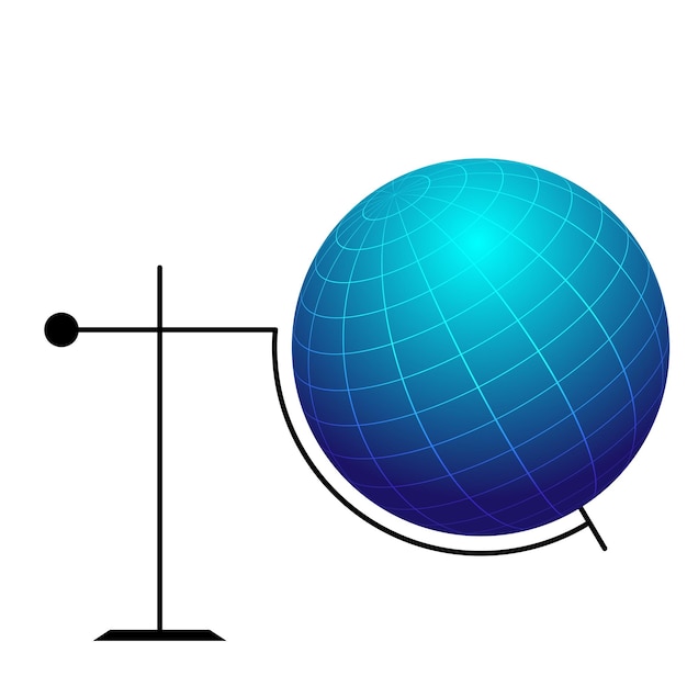 Vector illustration of an Earth globe placed on a laboratory stand Template for creativity