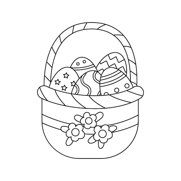 Vector illustration of Easter basket in cartoon style isolated.