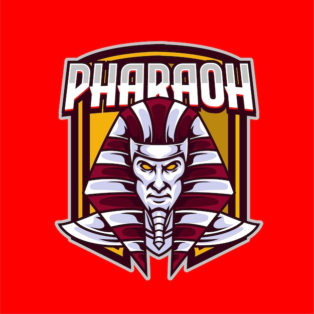 Vector Illustration Egyptian Warrior Head wearing traditional egyptian costume with PHARAOH text