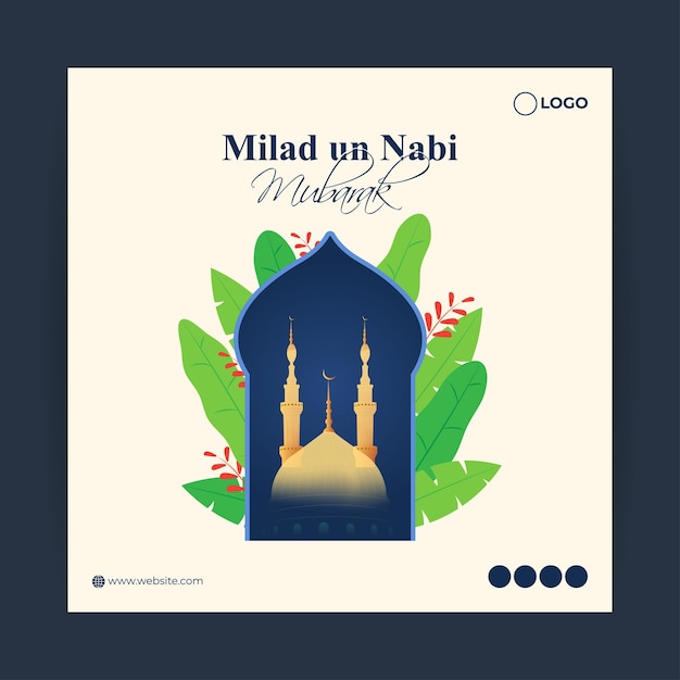 Vector illustration of Eid e Milad un Nabi social media feed template