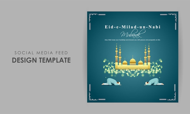 Vector vector illustration of eid e milad un nabi social media feed template