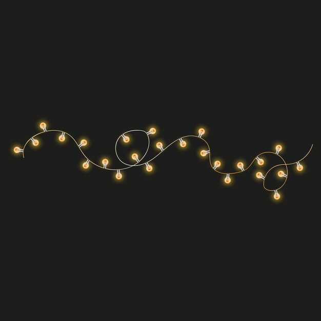 Vector illustration of an electric garland of incandescent lamps on a black background