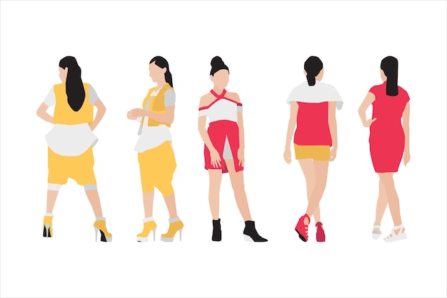 Vector illustration of elegant women bundle