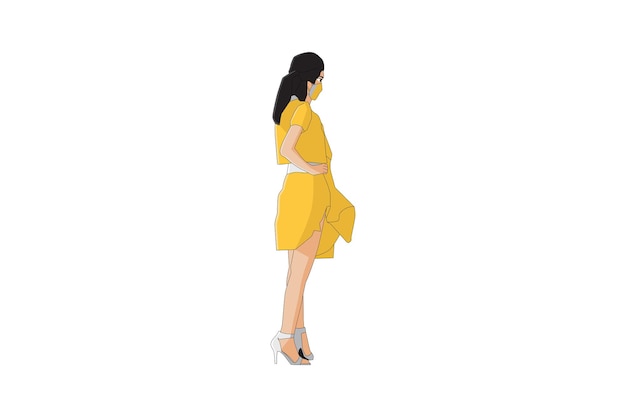 Vector illustration of elegant women posing