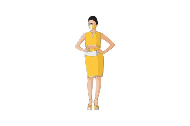 Vector illustration of elegant women posing