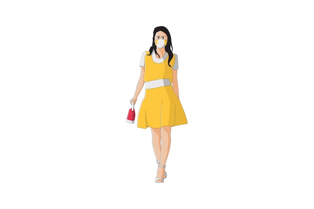 Vector illustration of elegant women walking