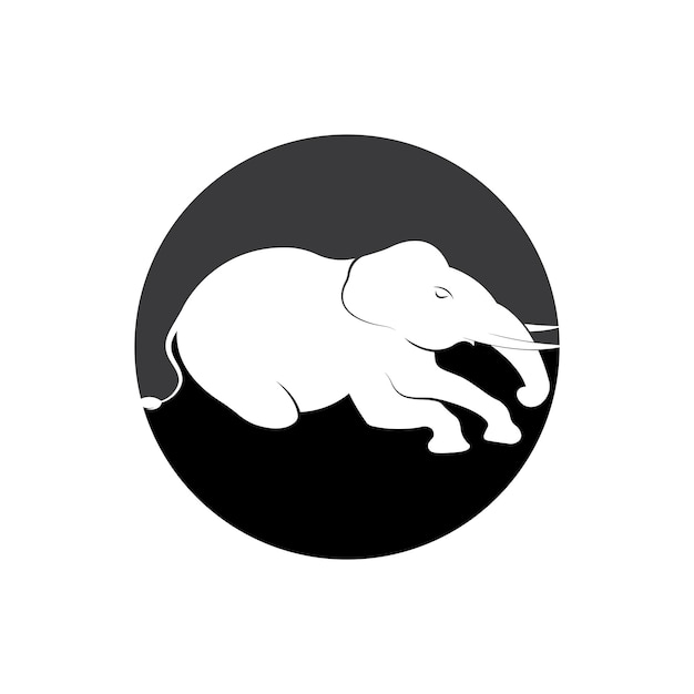 Vector illustration of Elephant silhouettes on white background