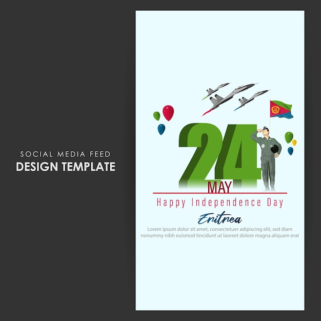 Vector vector illustration of eritrea independence day social media story feed mockup template