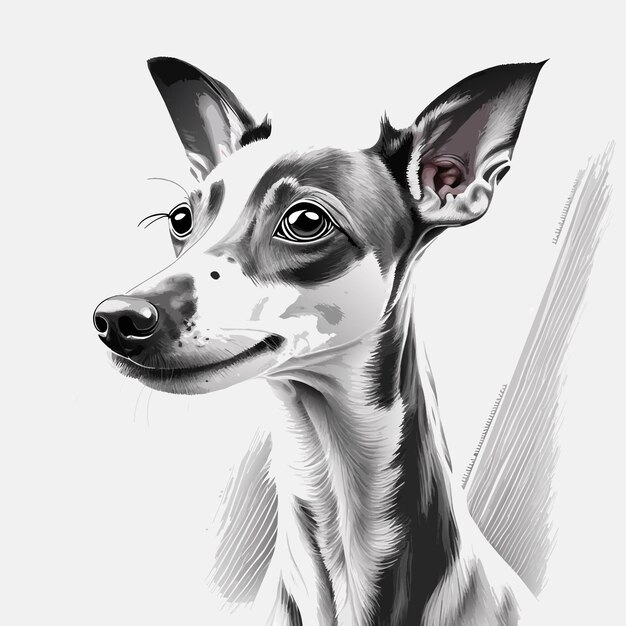 Vector vector illustration of an extremely cute happy puppy italian greyhound in extreme crisp line art