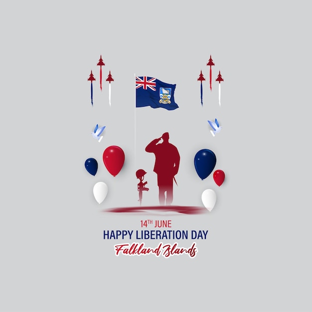 Vector illustration of Falkland Islands Liberation Day social media story feed mockup template