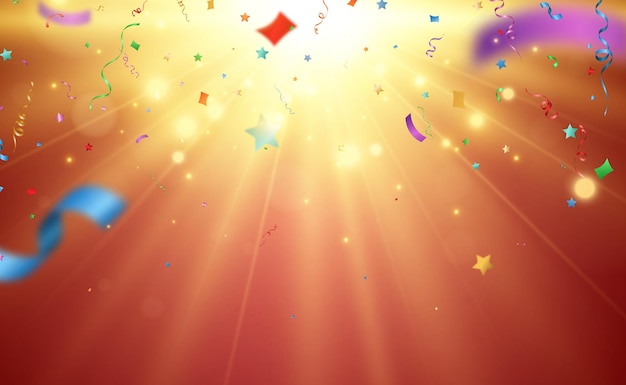 Vector illustration of falling confetti on a transparent background