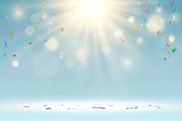 Vector vector illustration of falling confetti on a transparent background