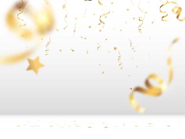 Vector illustration of falling confetti on a transparent background.