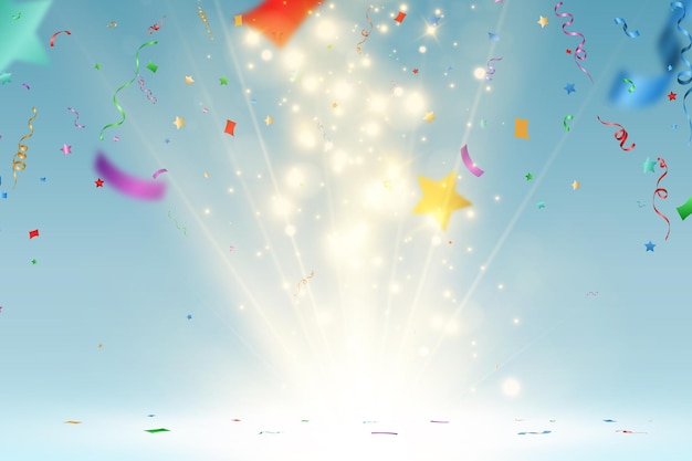 Vector illustration of falling confetti on a transparent background.