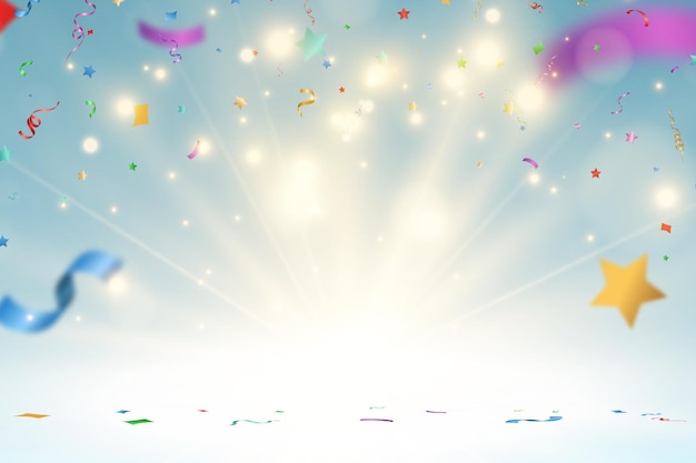 Vector illustration of falling confetti on a transparent background.