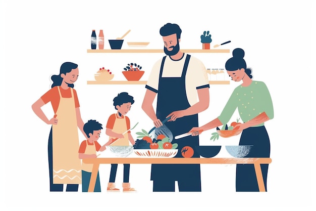 Vector Illustration Family Cooking