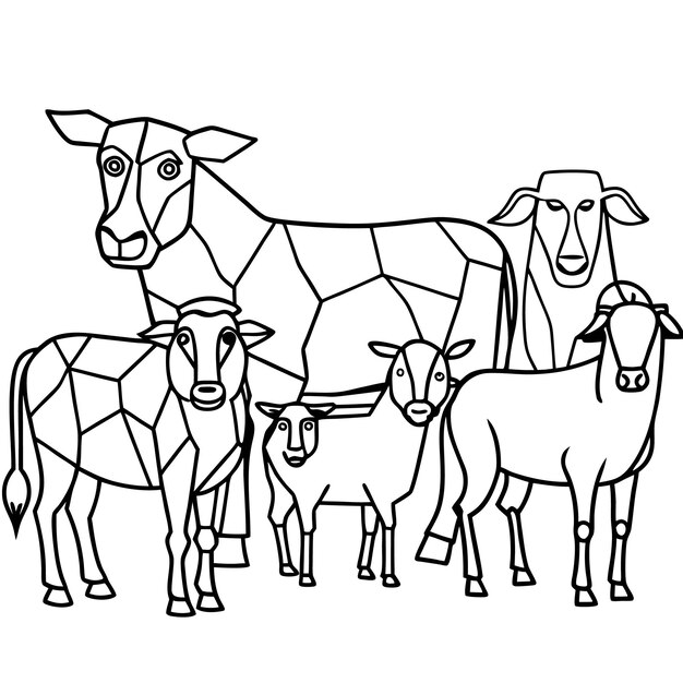 Vector vector illustration of farm animal coloring page