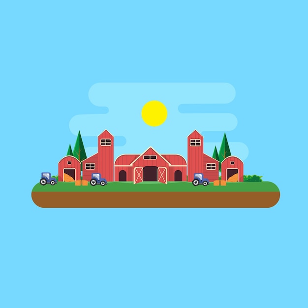 vector illustration of farm with flat design style