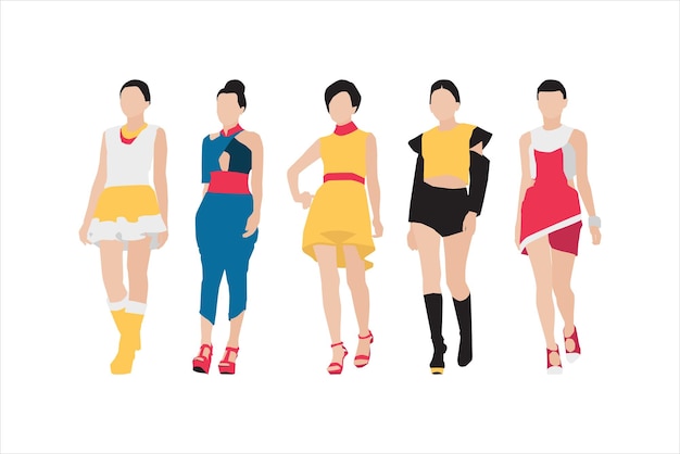 Vector illustration of fashionable women bundle