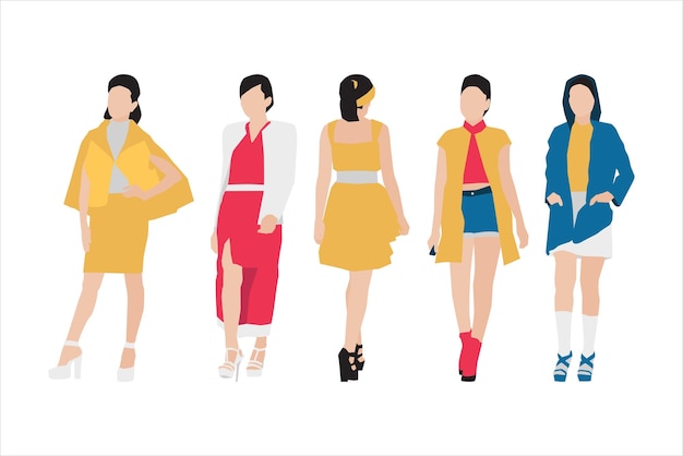 Vector illustration of fashionable women bundle