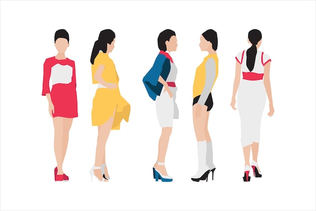 Vector illustration of fashionable women bundle