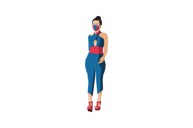 Vector illustration of fashionable women walking