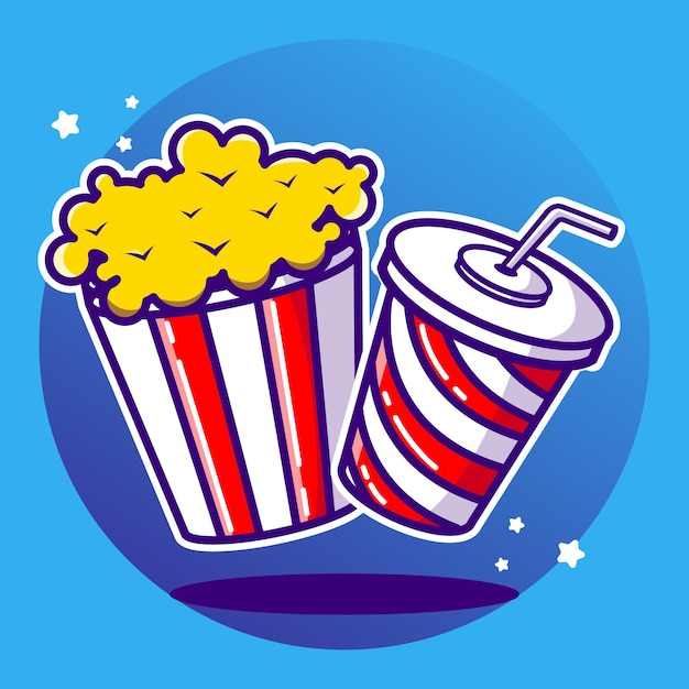 Vector illustration fast food popcorn and soda