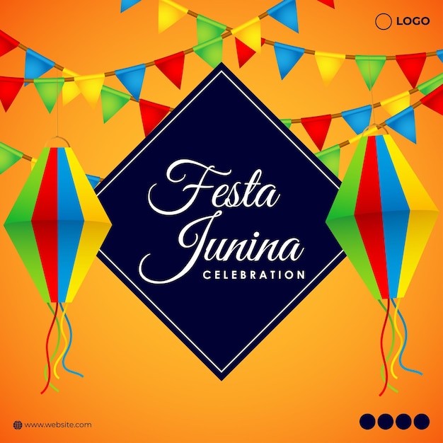 Vector illustration of Festa Junina social media story feed mockup template