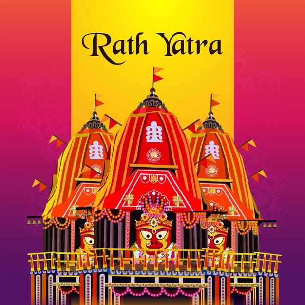 Vector illustration festival Ratha yatra of lord jagannath balabhadra