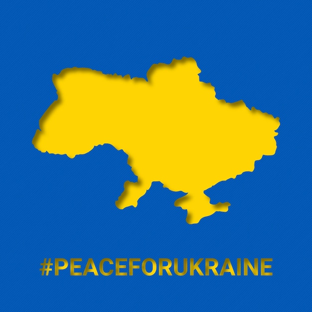 Vector Illustration of the Flag Incorporated into the Map of Ukraine with Peace for Ukraine Text