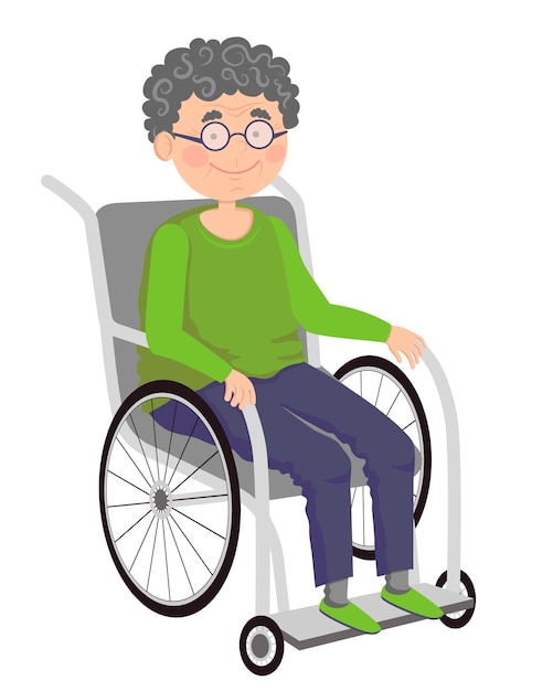 Vector illustration in a flat style Elderly man sitting in a wheelchair