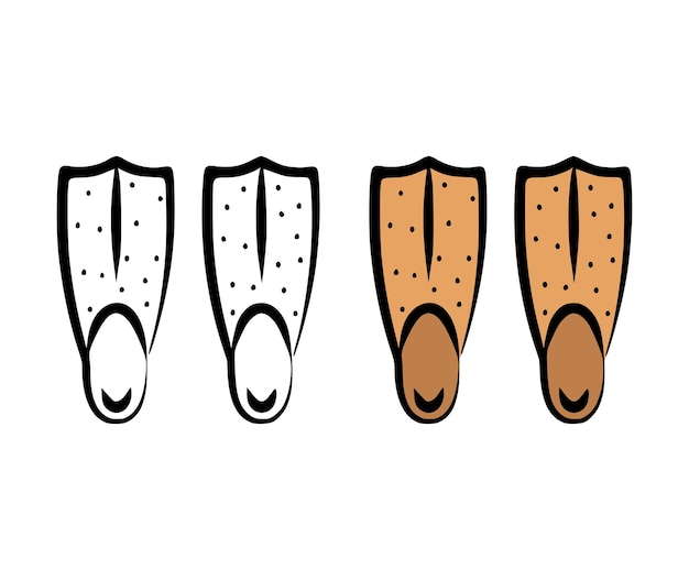 Vector illustration of flippers in a handdrawn style on a white background