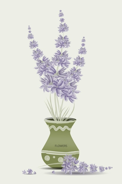 Vector illustration Flowers in a vase Beautiful drawing stylized as watercolor