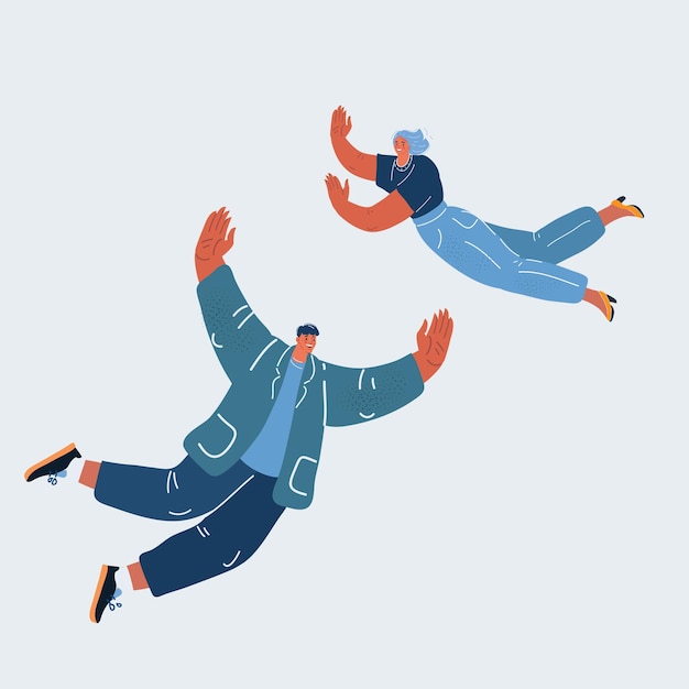 Vector illustration of flying people