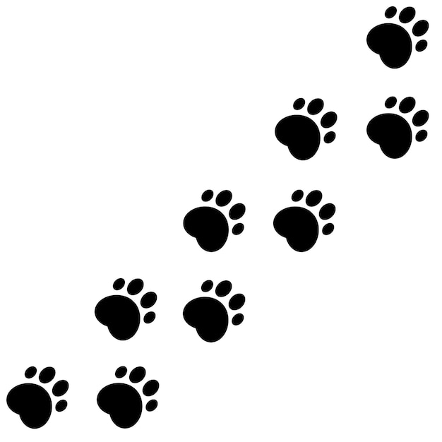 Vector illustration of a Footpath trail of vector dog prints walking randomly