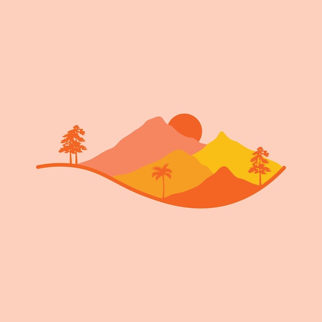 Vector illustration of forest and mountain scenery suitable for your project